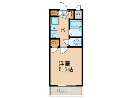 ソシアル六本松(1K/4階)の間取り写真