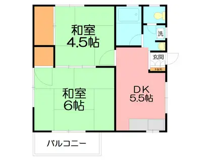 武田アパート(2DK/2階)の間取り写真