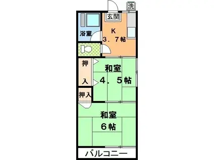 コーポ岡本(2K/2階)の間取り写真