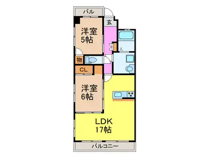 シャンボール近藤I(2LDK/4階)の間取り写真