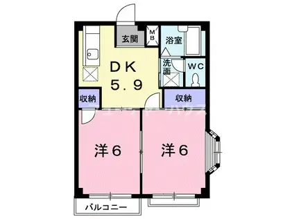 エルディム平沢(2DK/2階)の間取り写真