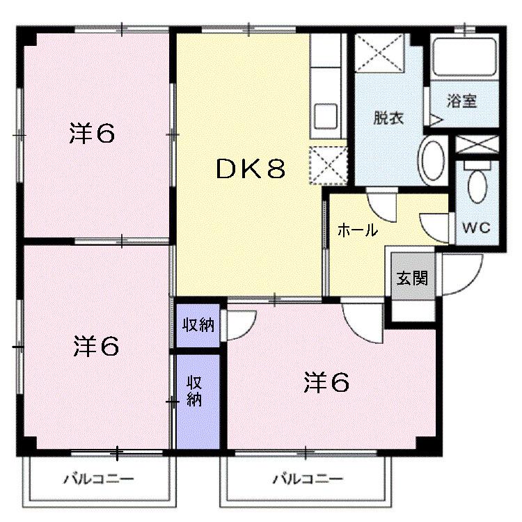 ボナール平野A(3DK/1階)の間取り写真