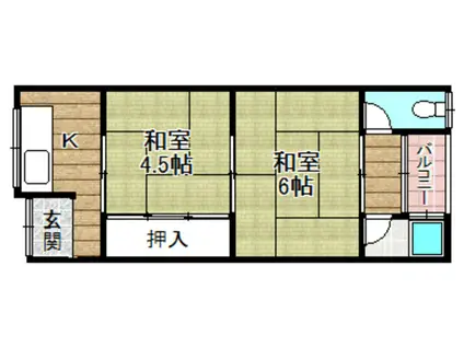 中村文化(2K/2階)の間取り写真