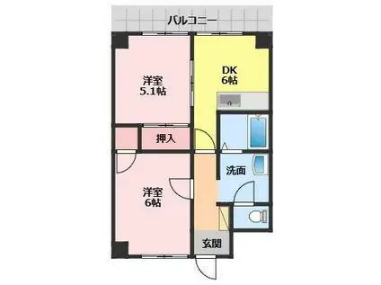 エクセルマツヤ(2DK/3階)の間取り写真