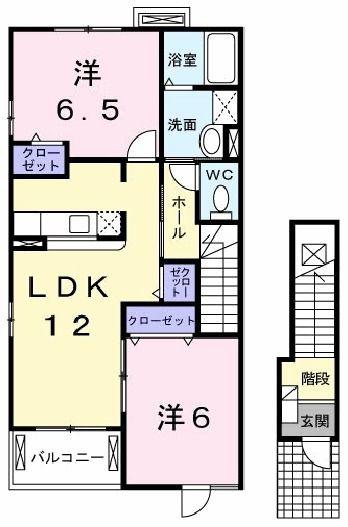 アルバ・田の上A(2LDK/2階)の間取り写真