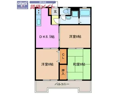 メゾンアワヤ(3DK/2階)の間取り写真