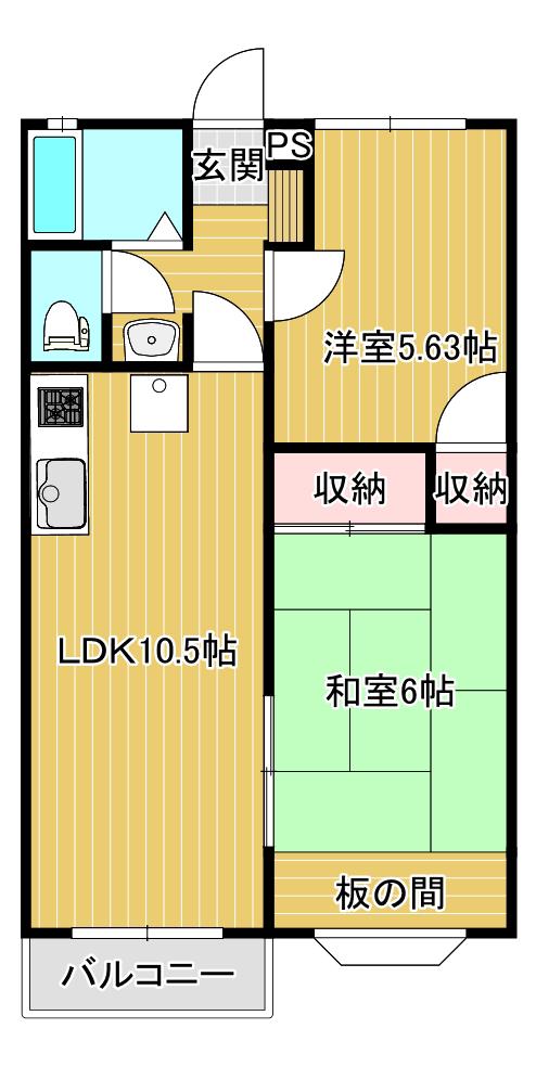 シャトーシャンボール(2LDK/2階)の間取り写真