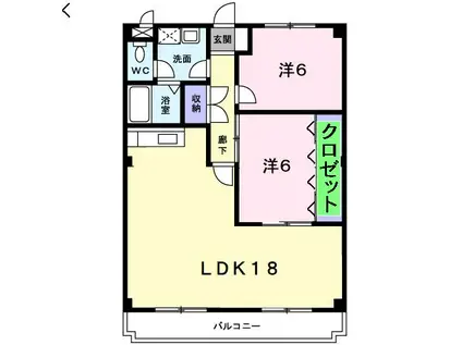 バンブーパレス(2LDK/3階)の間取り写真