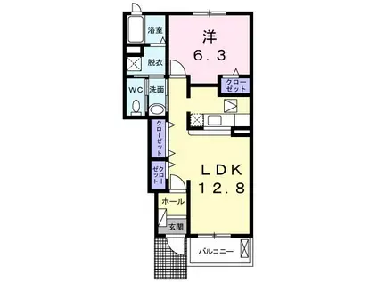 フォンテーヌ.ブローB(1LDK/1階)の間取り写真