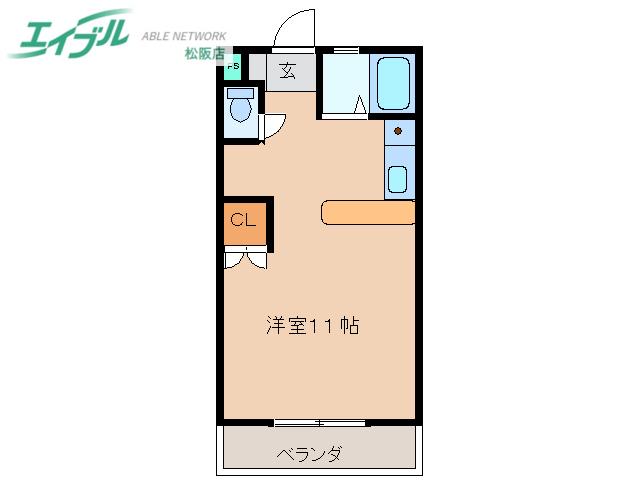 丸井ビル(ワンルーム/3階)の間取り写真
