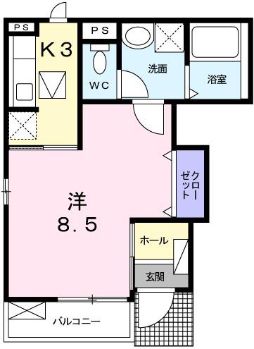 グリュック高浜(1K/1階)の間取り写真