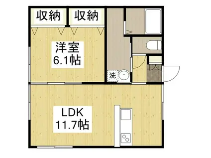 メゾンエル沖野上(1LDK/4階)の間取り写真