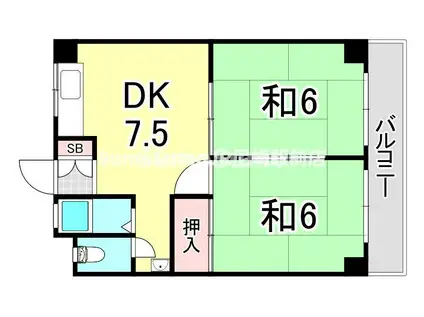 コーポ白峰(2DK/2階)の間取り写真
