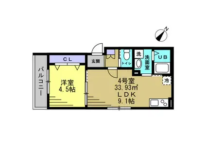 マロン クレール(1LDK/3階)の間取り写真