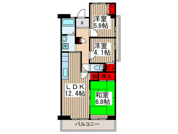 コーポレート浦和中島2号棟 4階階 間取り