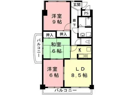 ソシエ2001(3LDK/1階)の間取り写真