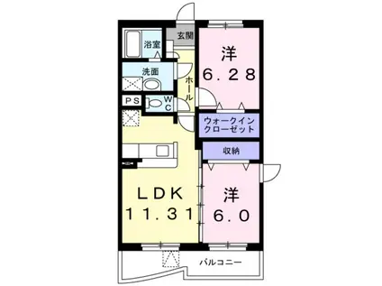 GOOD HILLII(2LDK/3階)の間取り写真