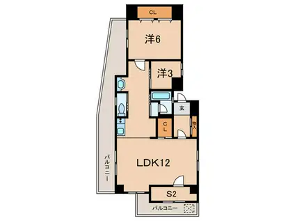 六甲セレスコート(2SLDK/4階)の間取り写真