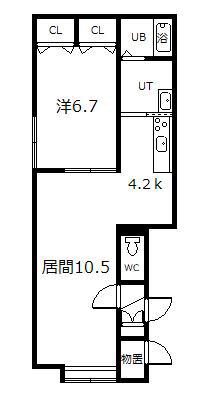 CHERRY6・4(1LDK/1階)の間取り写真