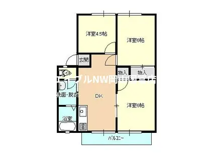 メゾンドールMINATO(3DK/2階)の間取り写真