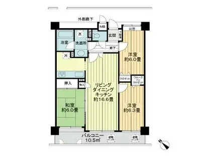 セラード川越(3LDK/3階)の間取り写真