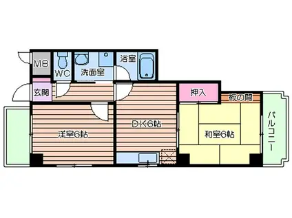 KSコート真法院(2DK/5階)の間取り写真