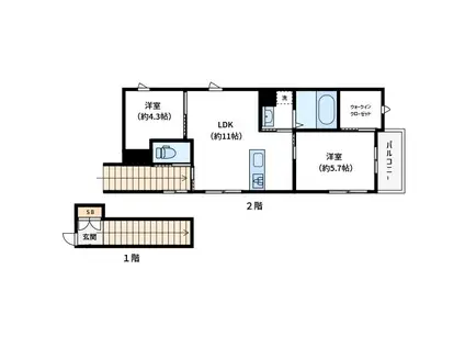  南千住5丁目シャーメゾン(2LDK/2階)の間取り写真