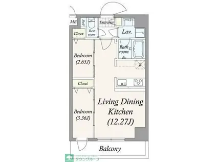 GRAN PASEO 谷在家(2LDK/7階)の間取り写真