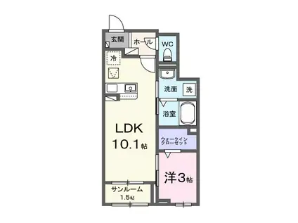 セレーノ岡谷(1LDK/1階)の間取り写真