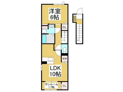 グランビスタ(1LDK/2階)の間取り写真