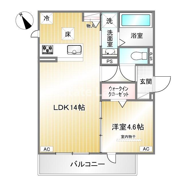 LAMAISON大池町(1LDK/1階)の間取り写真