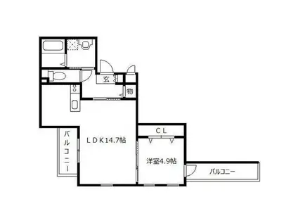キーファ吉塚(1LDK/2階)の間取り写真