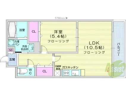 ATLAS(1LDK/3階)の間取り写真