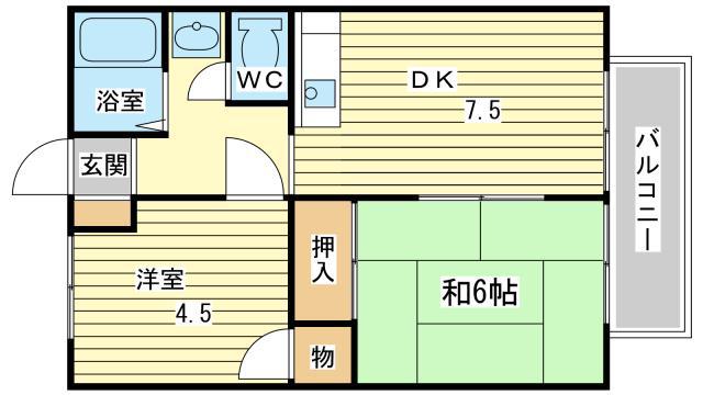 サンシティ小坂(2DK/1階)の間取り写真