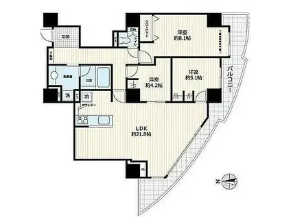 スカイシティ豊洲(3LDK/21階)の間取り写真
