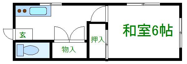 伊藤コーポB(1K/2階)の間取り写真