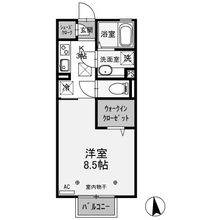 コモド A(1K/1階)の間取り写真