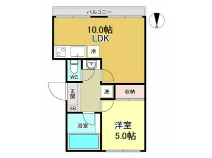 コーポ吉見(1LDK/2階)の間取り写真