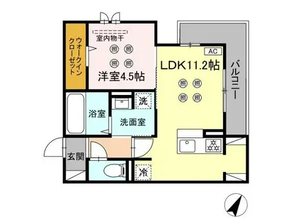 シャルム新屋敷(1LDK/2階)の間取り写真