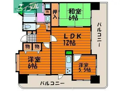 ふぁみーゆ中島田(3LDK/3階)の間取り写真