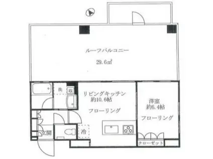表参道  ルーフバルコニー付 好立地 (1LDK/6階)の間取り写真