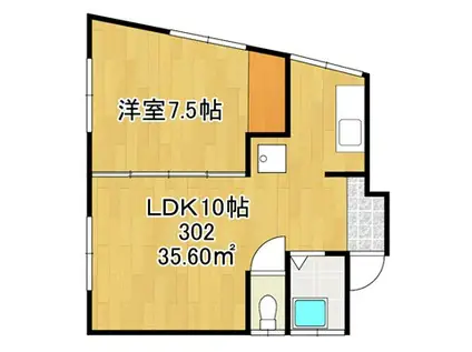 オレンジモード(1LDK/3階)の間取り写真