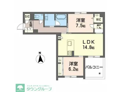 NC STYLE 本山(2LDK/2階)の間取り写真