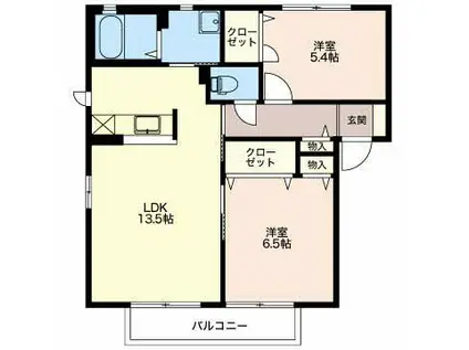 グランコートB(2LDK/2階)の間取り写真