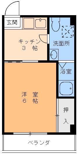 花繁ビル(1K/5階)の間取り写真