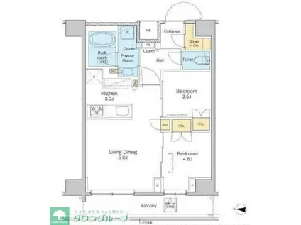 プラウドフラット本所吾妻橋(2LDK/7階)の間取り写真