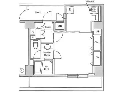 メゾン・ド・ヴィレ恵比寿(1DK/10階)の間取り写真