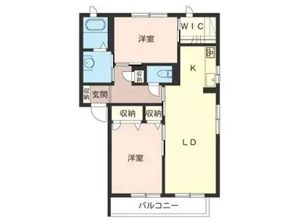 アルトほたる野C(2LDK/1階)の間取り写真