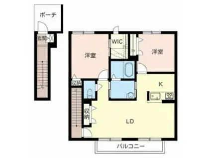 ヴィラーチェH&K(2LDK/2階)の間取り写真