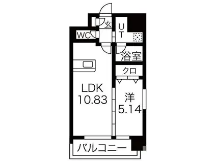 セントフィールド榴ヶ岡アネックス(1LDK/2階)の間取り写真